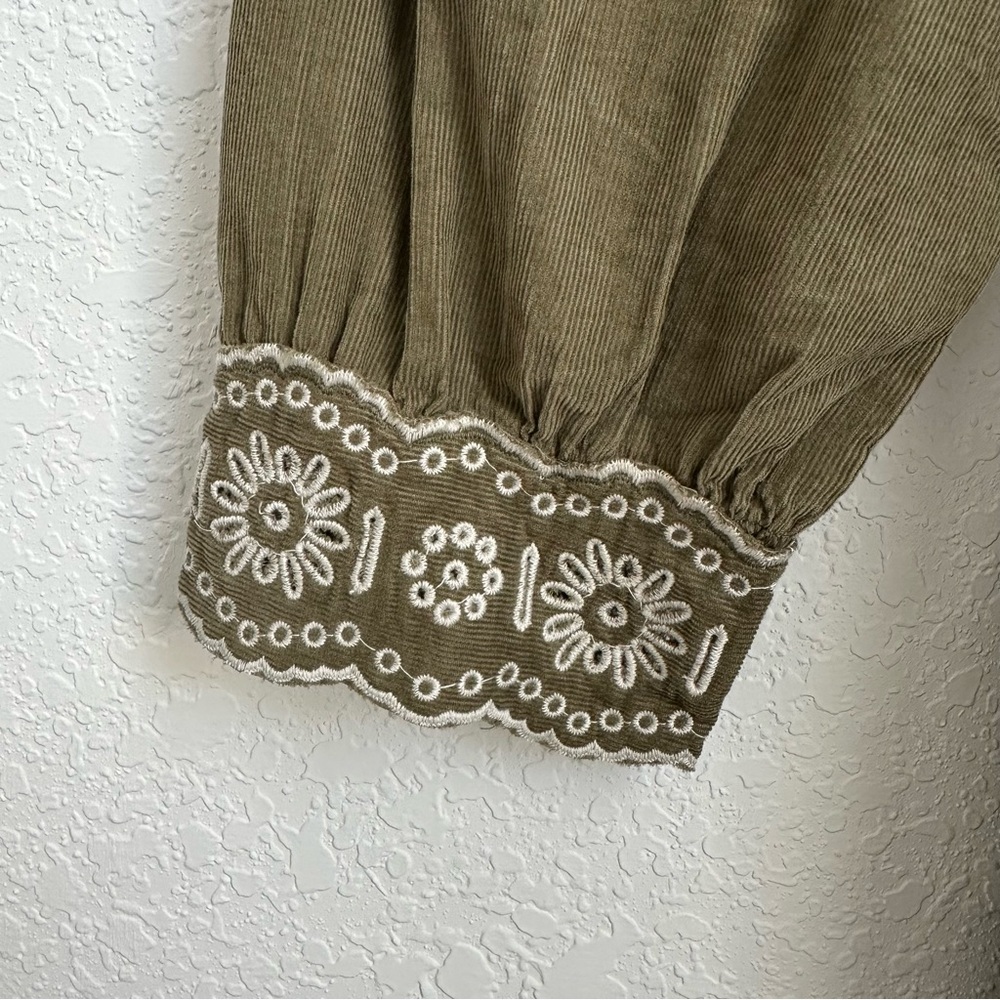 Madewell Women’s Green Cotton Embroidered Square Neck Mini Dress Size S - Picture 6 of 12